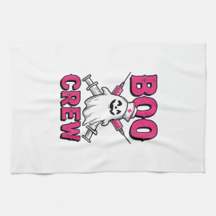 Boo Crew Nurse Ghost Halloween Vector Design_1 Tea Towel