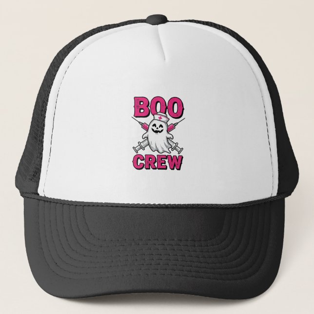 Boo Crew Nurse Ghost Halloween Vector Design_1 Trucker Hat (Front)