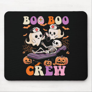 Boo Crew Nurse Halloween Ghost Skeleton Nurses Rn Mouse Pad