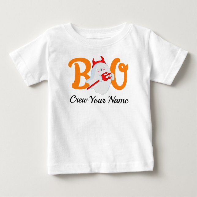 Boo Crew Orange Halloween Family Personalised Baby T-Shirt (Front)