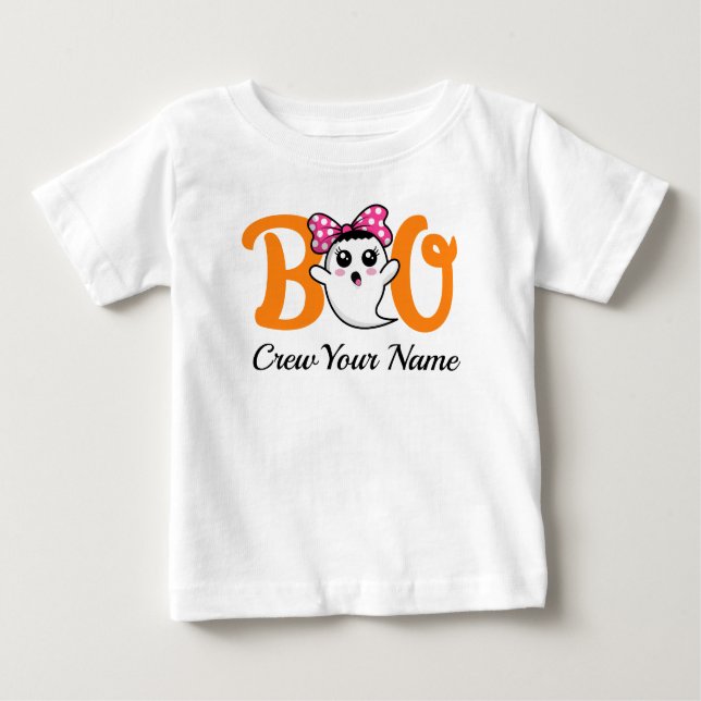 Boo Crew Orange Halloween Family Personalised  Baby T-Shirt (Front)
