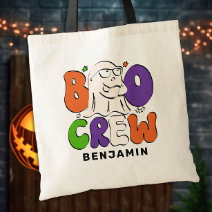 BOO Crew Retro Colourful Personalised Halloween Tote Bag