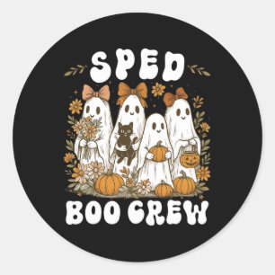 Boo Crew Sped Teacher Wildflower Halloween Ghost P Classic Round Sticker