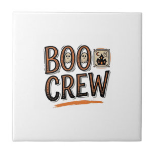 Boo Crew Vintage Halloween Engraving Shirt Design_ Tile