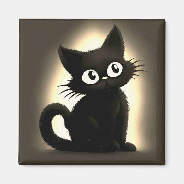 Boo Cute Black Cat Halloween Magnet (Front)