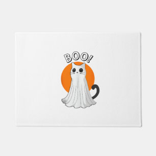 Boo Cute Ghost Cat Halloween Moon Spooky Kitty  Doormat