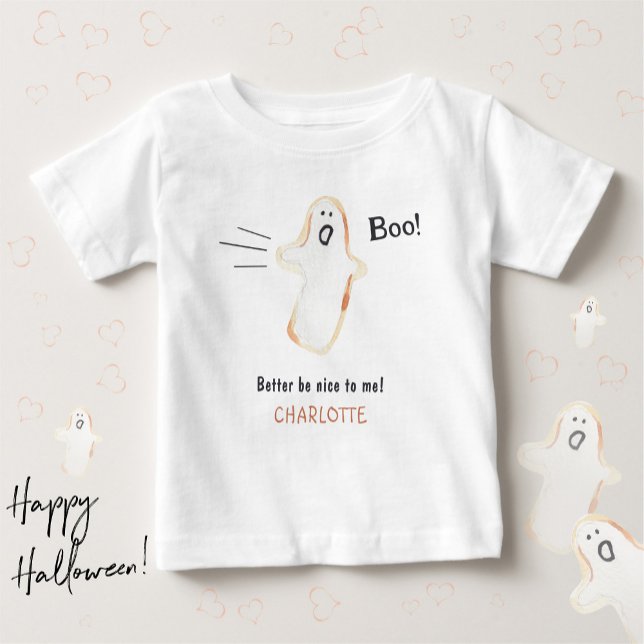 Boo! Cute Ghost Halloween Baby T-Shirt (BOO! Ghost Cute Handdrawn Halloween Baby T-Shirt ©Susanne Sachers - Sunny Mind Design)
