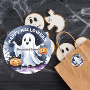 Boo Cute Ghost Halloween Party Favour Custom Classic Round Sticker