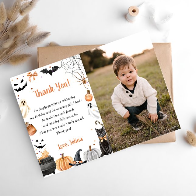 Boo Cute Ghost Halloween Party Thank You Card (Creator Uploaded)