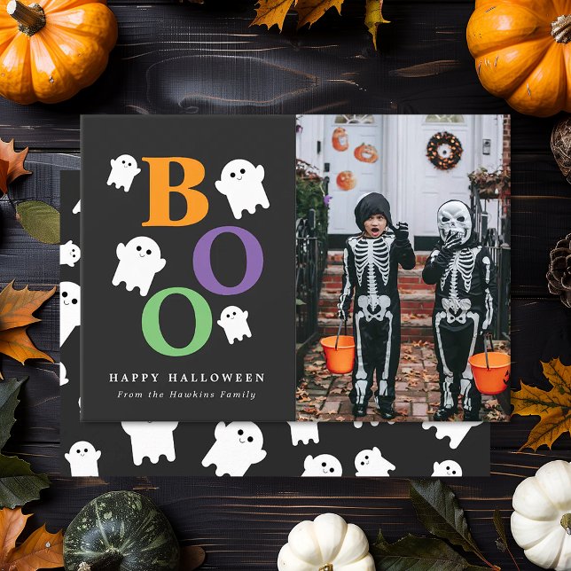 Boo Cute Ghost Halloween Photo Card (Creator Uploaded)