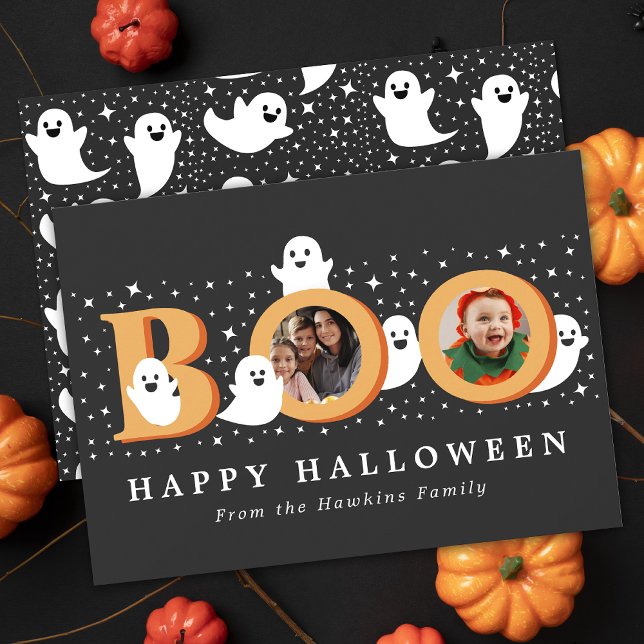 Boo Cute Ghost Halloween Photo Card (Creator Uploaded)