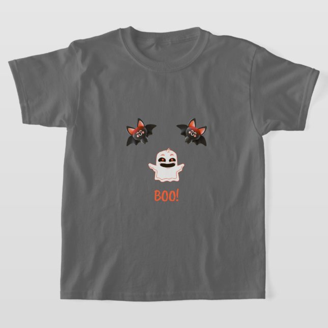 BOO! Cute Ghost Kids Halloween Tee (Laydown)
