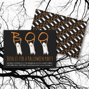 Boo cute ghosts modern Halloween party Invitation
