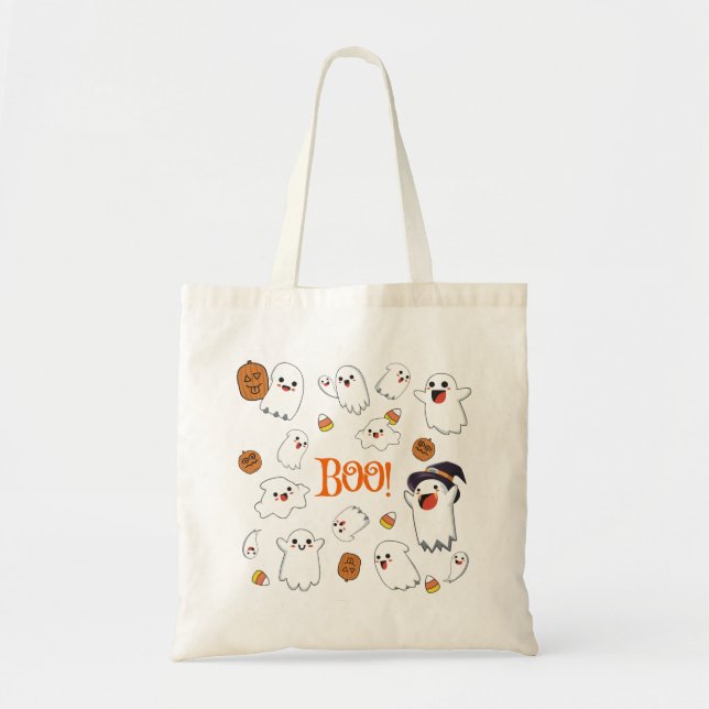 Boo Cute Halloween Ghosts Tote Bag (Front)