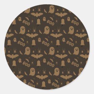 Boo Cute Halloween Pattern Classic Round Sticker
