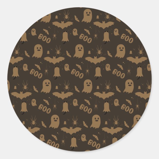 Boo Cute Halloween Pattern Classic Round Sticker (Front)
