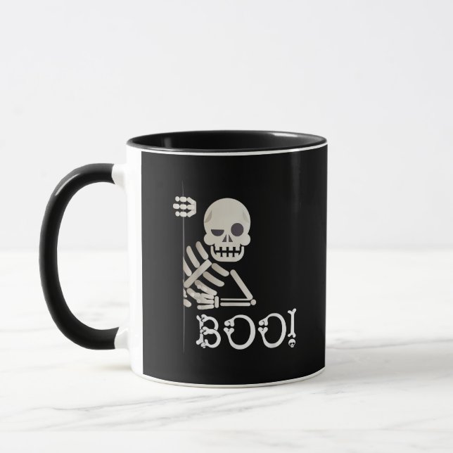 Boo! Cute Hiding Peekaboo Scary Kids Halloween Ske Mug (Left)