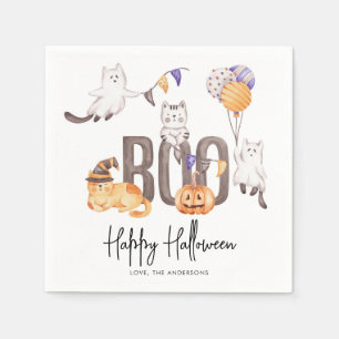 Boo Cute Kid's Happy Halloween Cats Ghosts Party Napkin