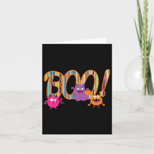 Boo! Cute Monsters Funny Whimsical Halloween Card