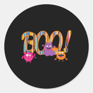 Boo! Cute Monsters Funny Whimsical Halloween  Classic Round Sticker