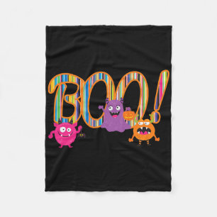 Boo! Cute Monsters Funny Whimsical Halloween Fleece Blanket
