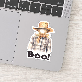 Boo! Cute Scarecrow Autumn Fall Season Sticker