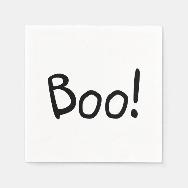 Boo cute simple handwritten typography Halloween Napkin (Front)