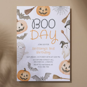 Boo Day Spooky Halloween Birthday Invitation