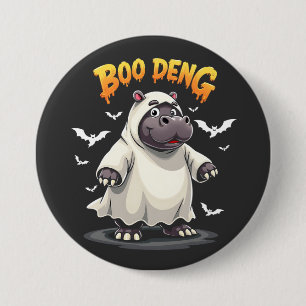 Boo Deng Ghost Baby Pygmy Hippo Moo Deng Halloween 7.5 Cm Round Badge