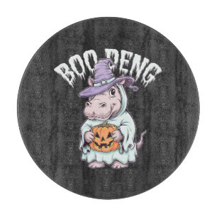 Boo deng Spooky Halloween Moo Deng Baby Hippo Cutting Board
