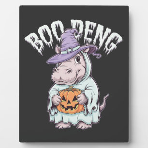 Boo deng Spooky Halloween Moo Deng Baby Hippo Plaque