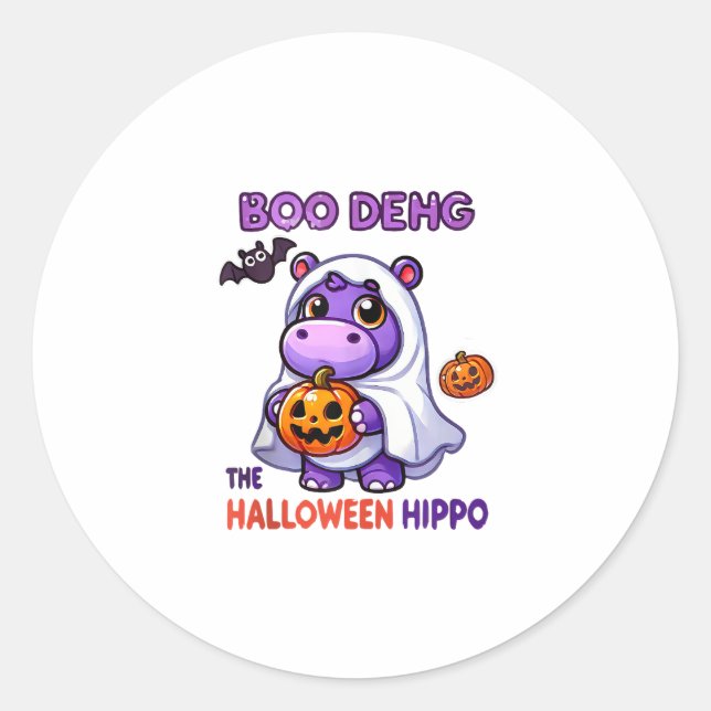 Boo Deng The Halloween Hippo Cute Bouncy Pig Costu Classic Round Sticker (Front)