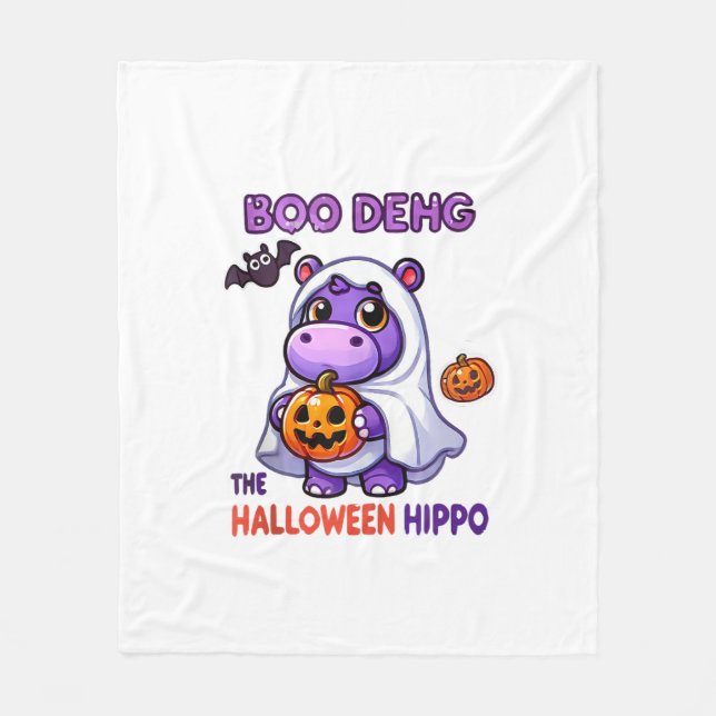 Boo Deng The Halloween Hippo Cute Bouncy Pig Costu Fleece Blanket (Front)