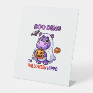 Boo Deng The Halloween Hippo Cute Bouncy Pig Costu Pedestal Sign