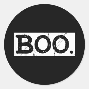 Boo distressed retro ghost halloween aesthetic classic round sticker