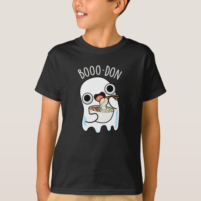 Boo-don Funny Ghost Udon Pun Dark BG T-Shirt (Front)