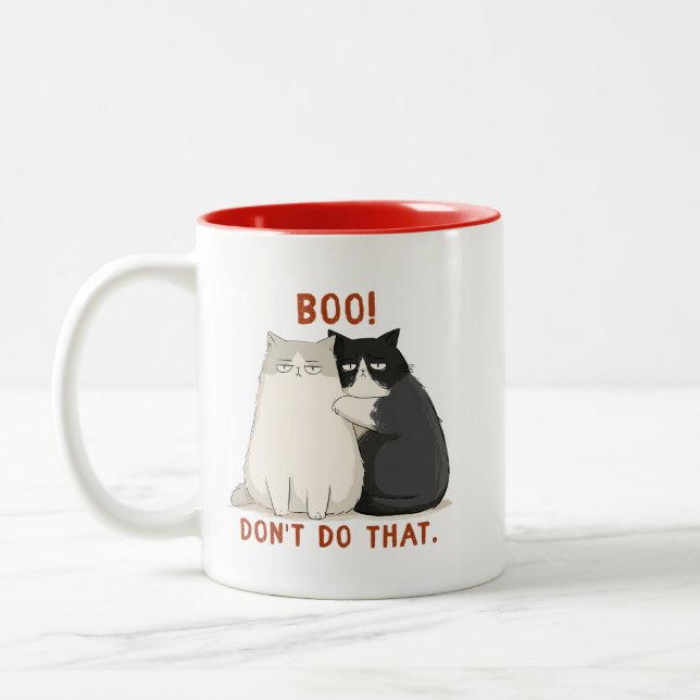 Boo Don't Do That Grumpy Cats Two-Tone Coffee Mug (Left)