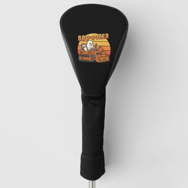 Boo Dozer Ghost Funny Halloween Golf Head Cover (Front)