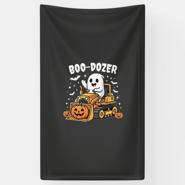 Boo Dozer Halloween Ghost Bulldozer_1 Banner (Vertical)