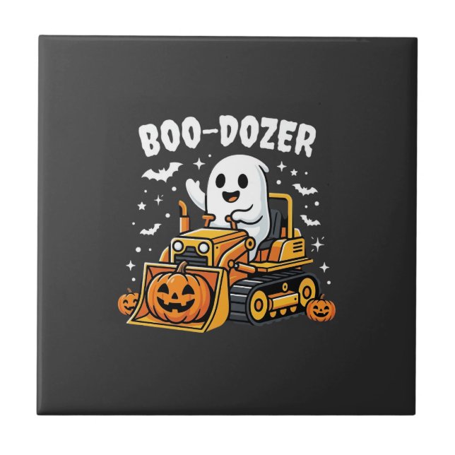 Boo Dozer Halloween Ghost Bulldozer_1 Tile (Front)