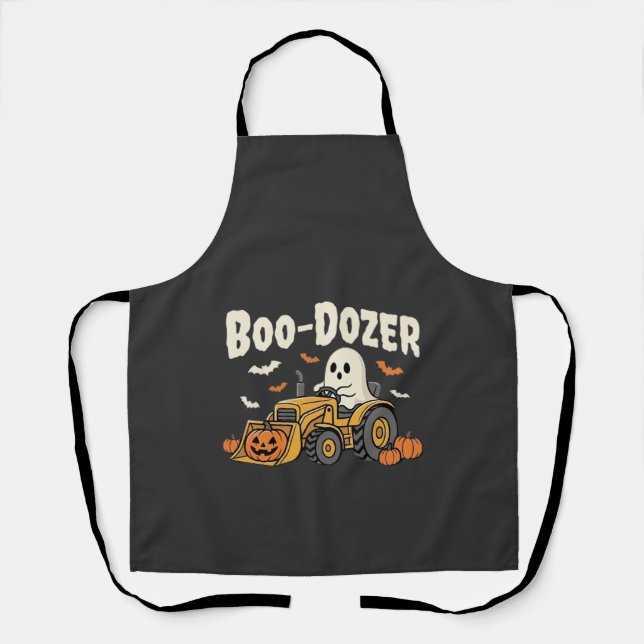 Boo-Dozer Halloween Ghost Bulldozer Design_1 Apron (Front)