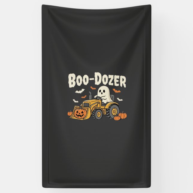 Boo-Dozer Halloween Ghost Bulldozer Design_1 Banner (Vertical)