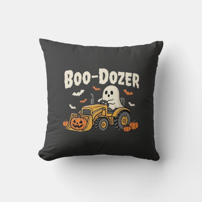 Boo-Dozer Halloween Ghost Bulldozer Design_1 Cushion (Front)