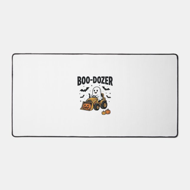 Boo-Dozer Halloween Ghost Bulldozer Design_1 Desk Mat (Front)