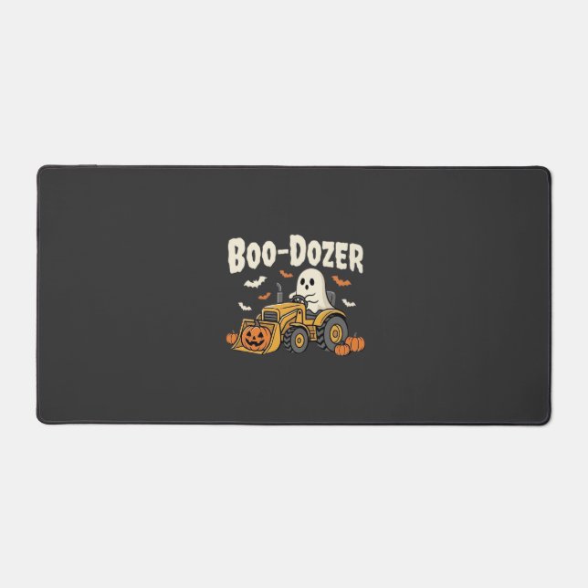 Boo-Dozer Halloween Ghost Bulldozer Design_1 Desk Mat (Front)