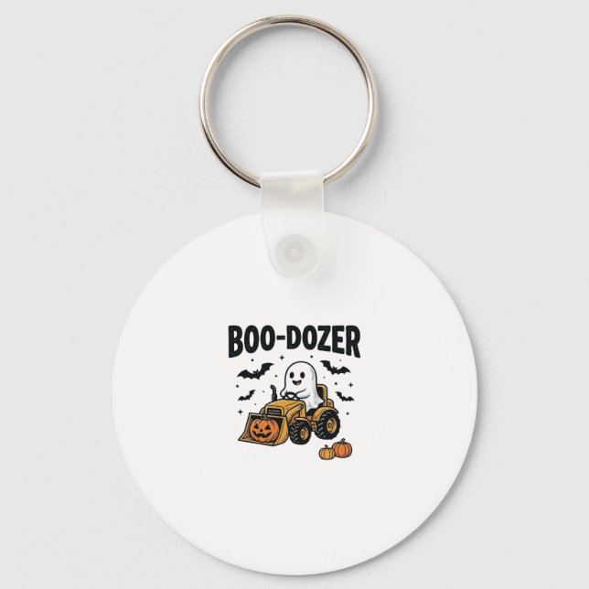 Boo-Dozer Halloween Ghost Bulldozer Design_1 Key Ring (Front)