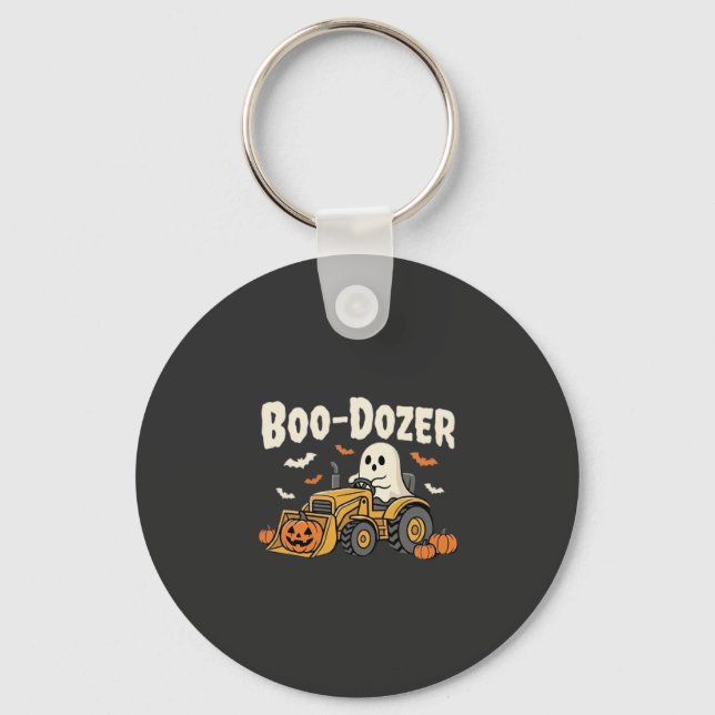 Boo-Dozer Halloween Ghost Bulldozer Design_1 Key Ring (Front)