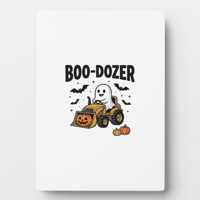 Boo-Dozer Halloween Ghost Bulldozer Design_1 Plaque (Front)