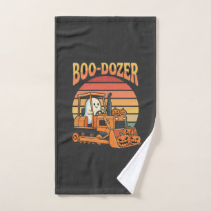 Boo-Dozer Halloween Ghost Pumpkin Bulldozer Hand Towel