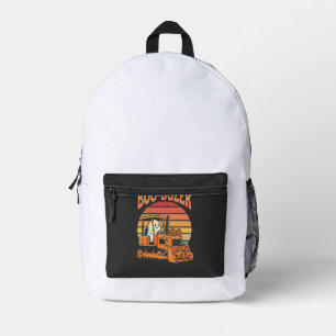 Boo-Dozer Halloween Ghost Pumpkin Bulldozer Printed Backpack